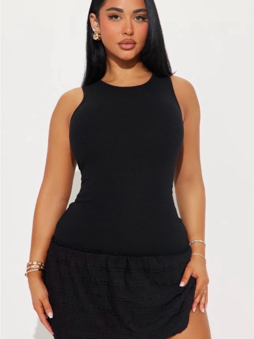 Fashion Nova Black Strapless Ribbed Bodycon Dress